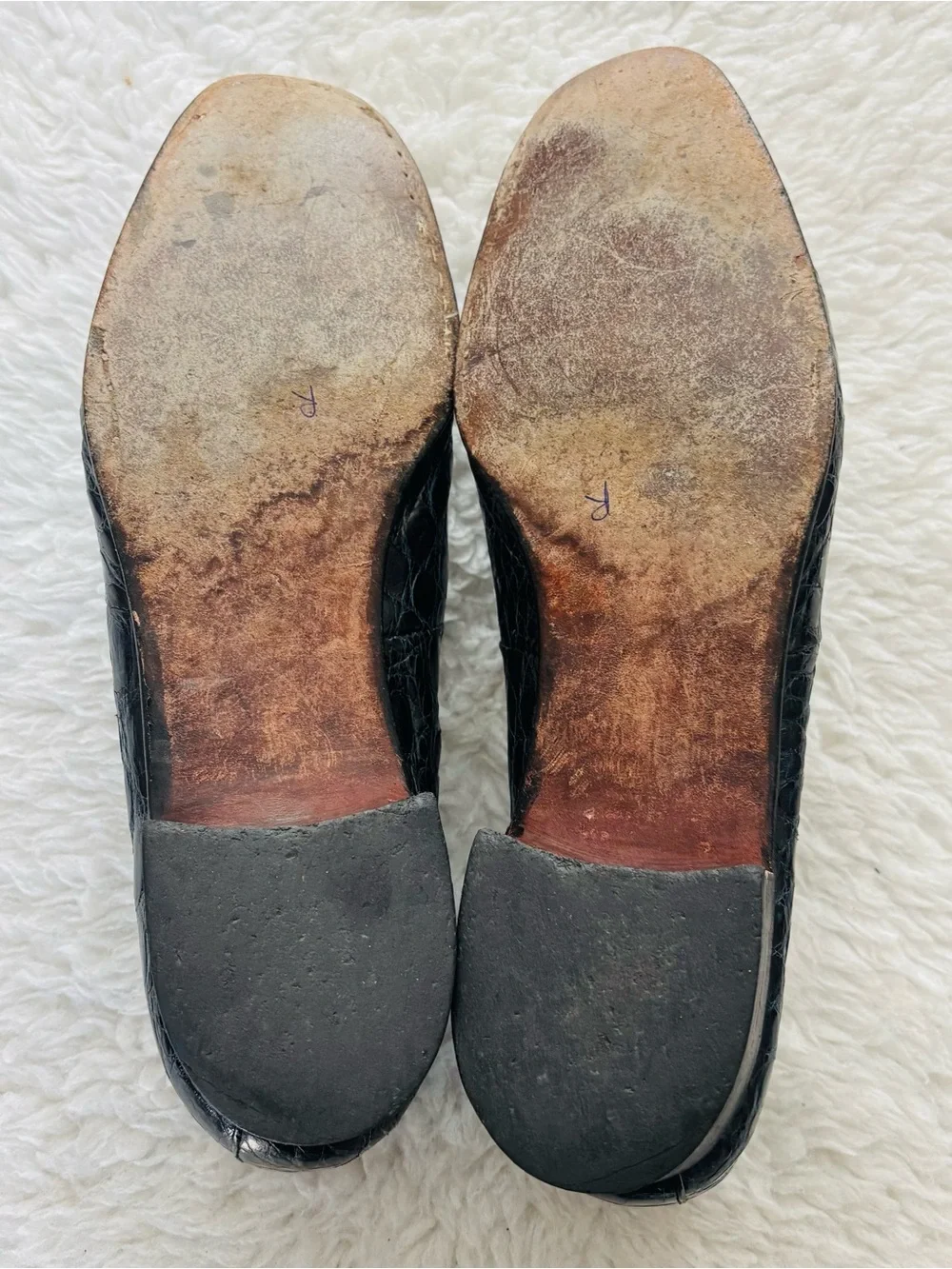 Vintage Genuine Croc Skin Navy Blue Leather Customized Slip On Shoes 10.5